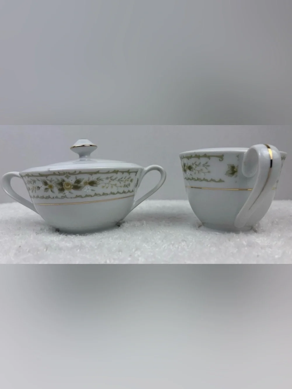 Vintage Waverly Fine China Sugar Bowl with Lid and Creamer-#3901 Pattern
